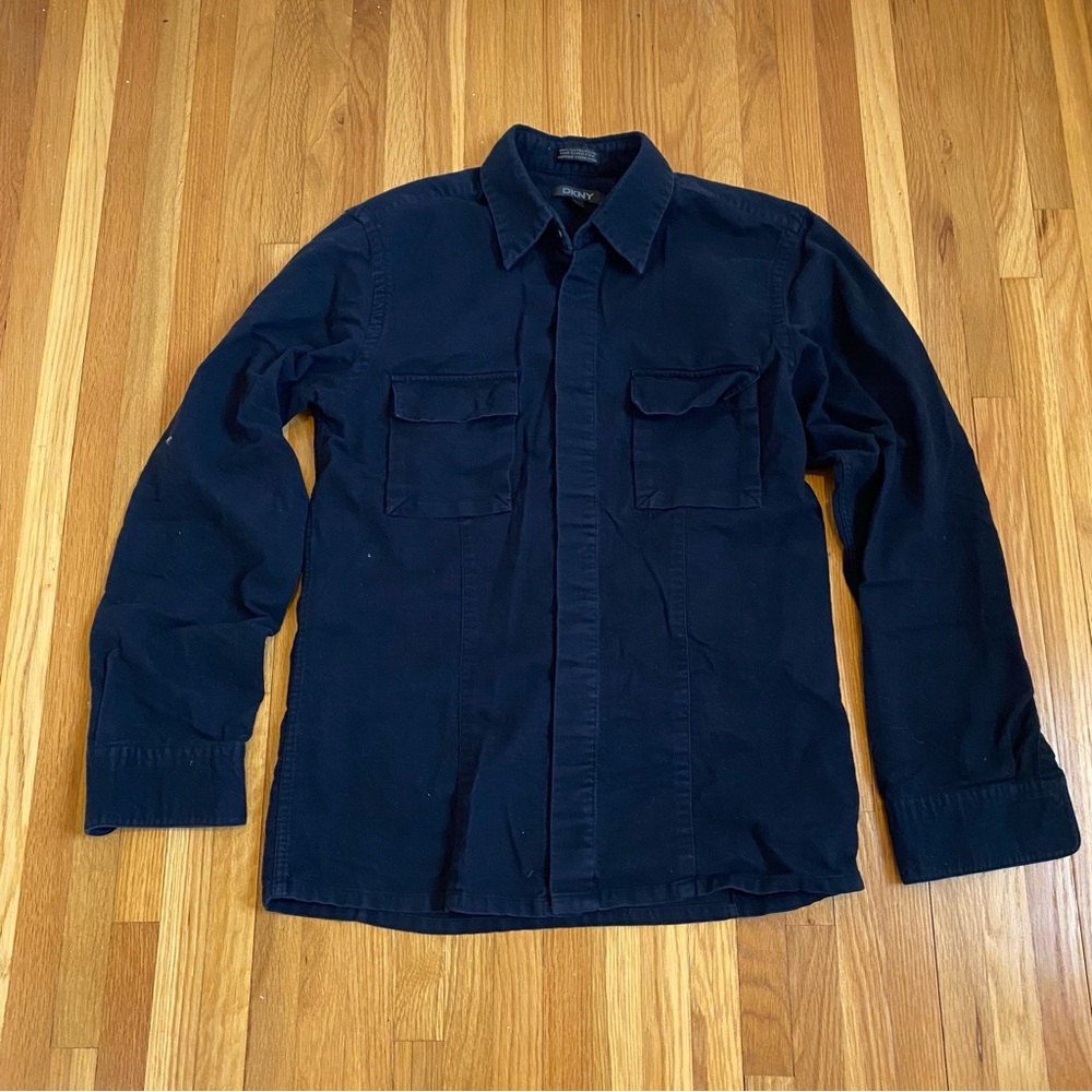 Vtg DKNY Donna Karan Cotton Flannel Overshirt Button Up